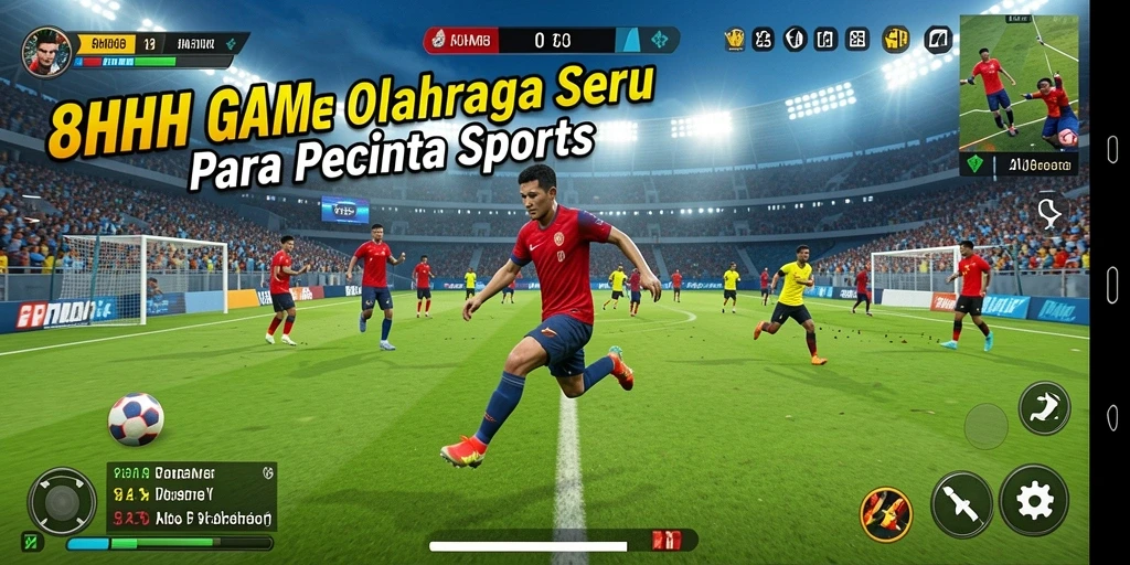 Screenshot gameplay menunjukkan kompetisi olahraga yang mendebarkan.