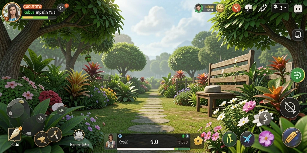 Tampilan gameplay CUCUTOTO yang penuh warna dan menarik.