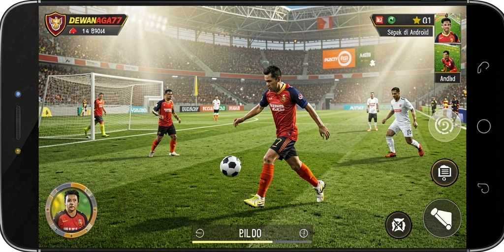 Tampilan gameplay DEWANAGA77 yang seru dengan aksi sepak bola yang mendebarkan.
