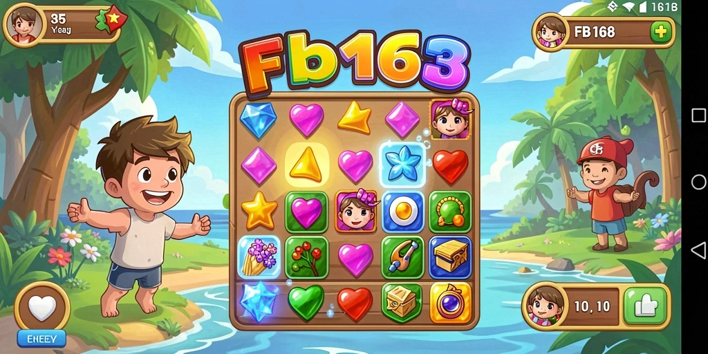 Gameplay seru FB168 dengan grafis menarik di level Match-3.