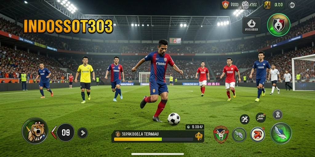 Tangkap layar utama INDOSLOT303 yang menunjukkan pertandingan sepak bola yang seru.