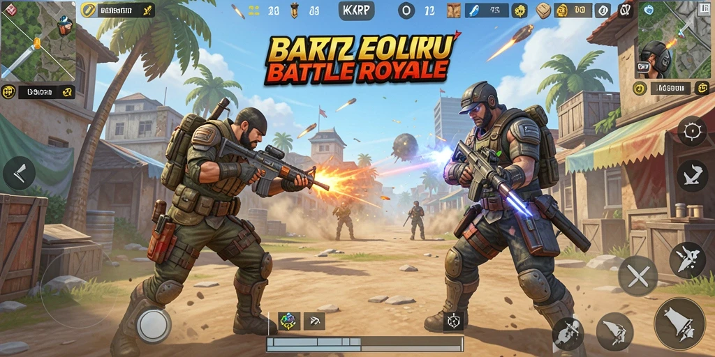 Tampilan gameplay KKRP yang seru dalam pertarungan Battle Royale.
