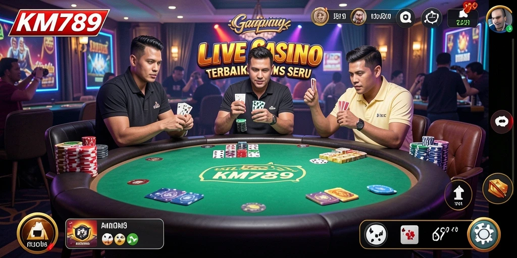 Tampilan gameplay Live Casino yang seru dan interaktif di KM789.