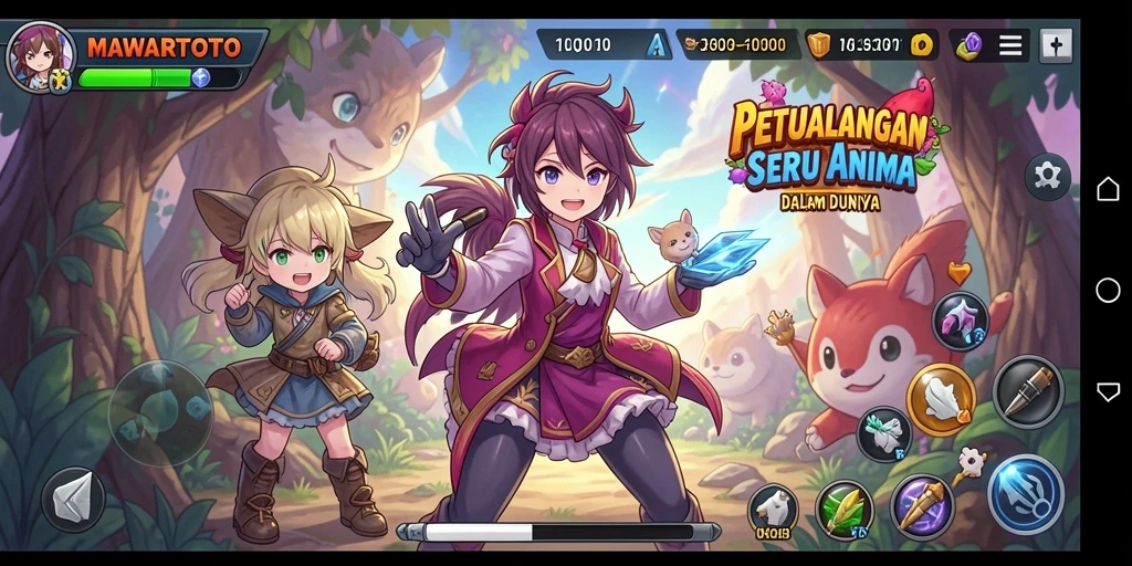 Tangkapan layar gameplay MAWARTOTO menampilkan aksi seru karakter Anime.