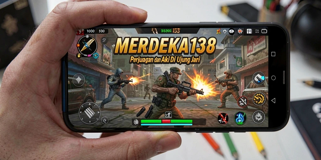 Tangkapan layar menampilkan pertempuran intens dalam MERDEKA138.
