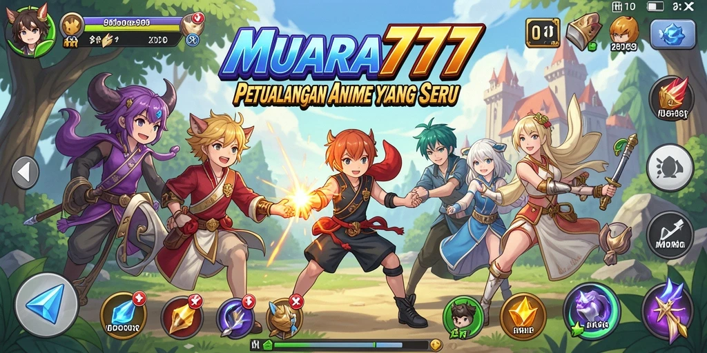 Screenshot gameplay MUARA777 dengan karakter anime yang dinamis.