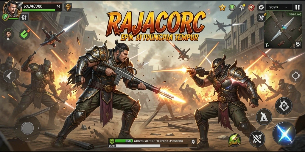 Gameplay RAJACORC yang seru dan menegangkan saat bertarung.