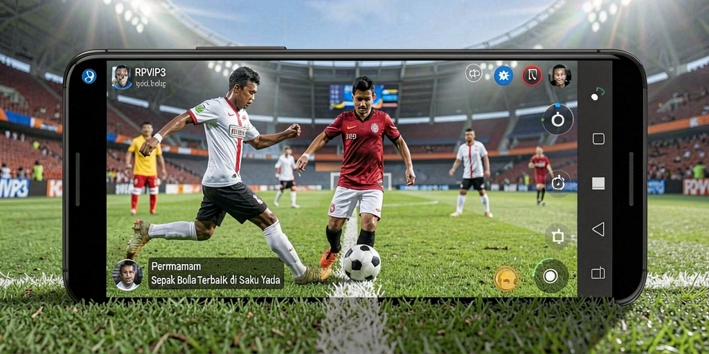 Screenshot gameplay RPVIP3 dengan aksi seru di lapangan sepak bola.