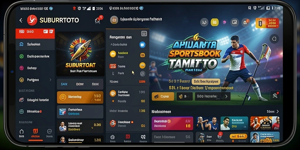 Screenshot SUBURTOTO menampilkan antarmuka menarik dan opsi taruhan olahraga yang beragam.