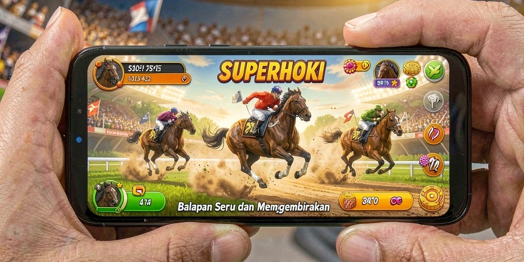 Gameplay balapan seru SUPERHOKI dengan mobil cepat.