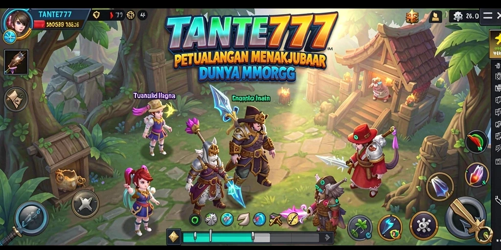Tampilan gameplay mendebarkan dari TANTE777 dalam dunia MMORPG.